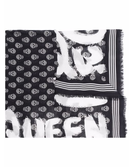 Alexander McQueen logo-print skull scarf