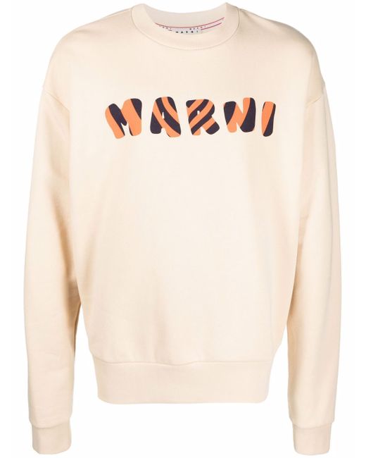 Marni striped logo-print sweatshirt
