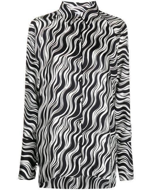 Rosetta Getty wave-print silk shirt