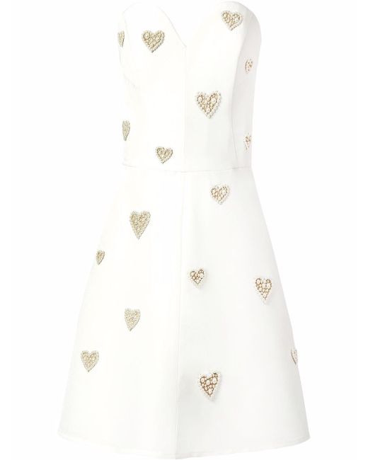 Carolina Herrera pearl-embellished strapless silk dress