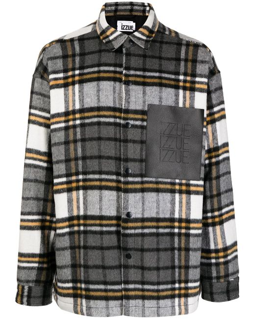 Izzue checked logo-patch shirt
