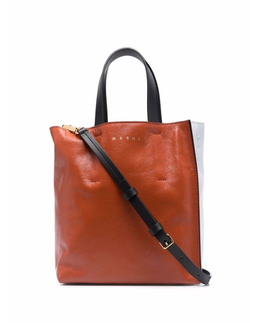 Marni leather colour-block tote bag