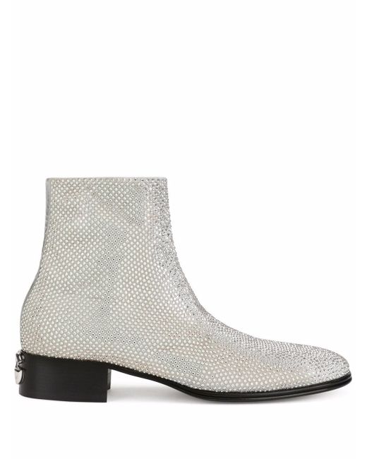 Dolce & Gabbana crystal-embellished leather ankle boots