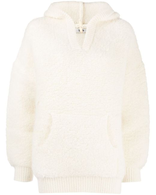 b+ab fleece-texture hooded pullover jumper