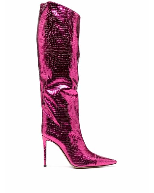 Alexandre Vauthier crocodile effect pointed toe boots