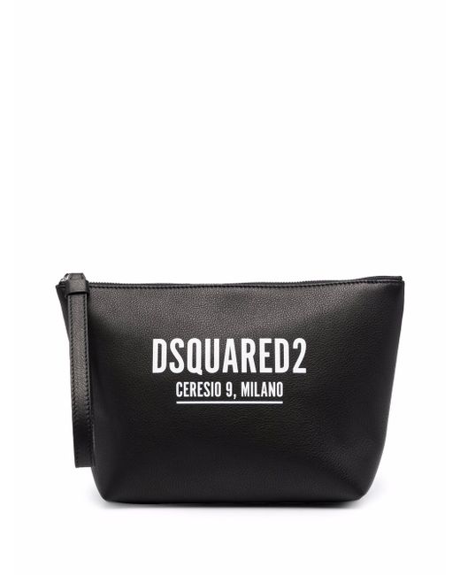 Dsquared2 logo-print leather clutch bag