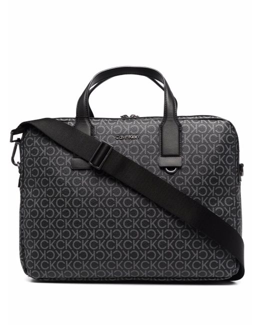 Calvin Klein monogram zipped briefcase
