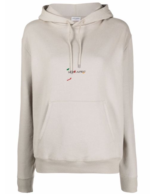 Saint Laurent logo-print long-sleeved hoodie