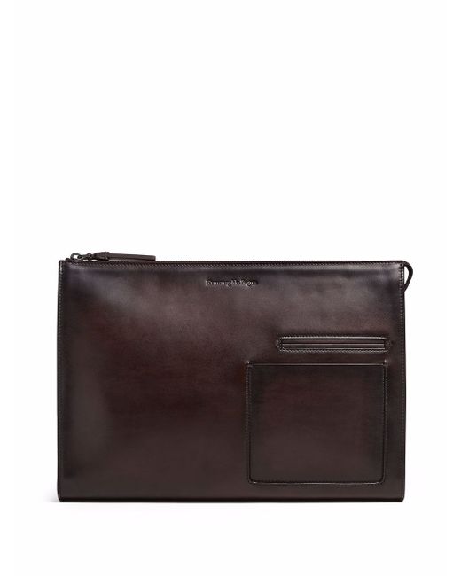 Ermenegildo Zegna burnished-effect laptop briefcase