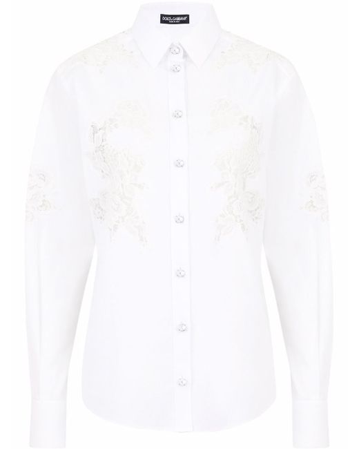 Dolce & Gabbana lace-panelled long-sleeve shirt