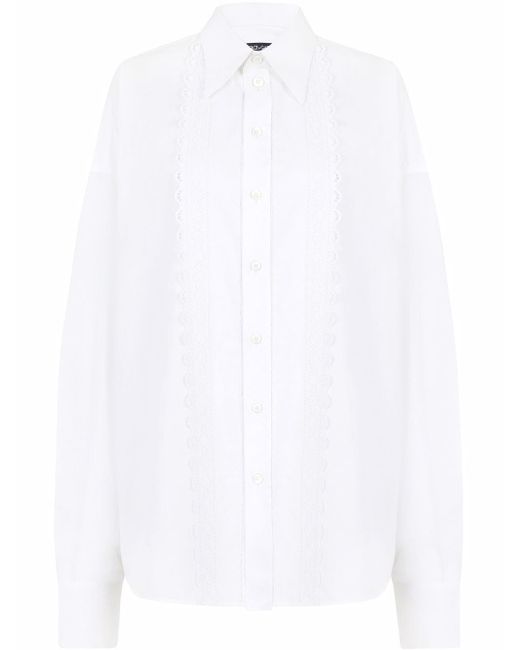 Dolce & Gabbana lace-trim longline shirt