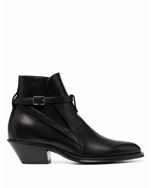 Saint Laurent buckle-detail leather ankle boots