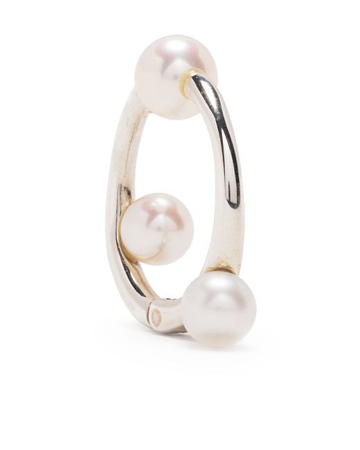 E.M. pearl huggie earring