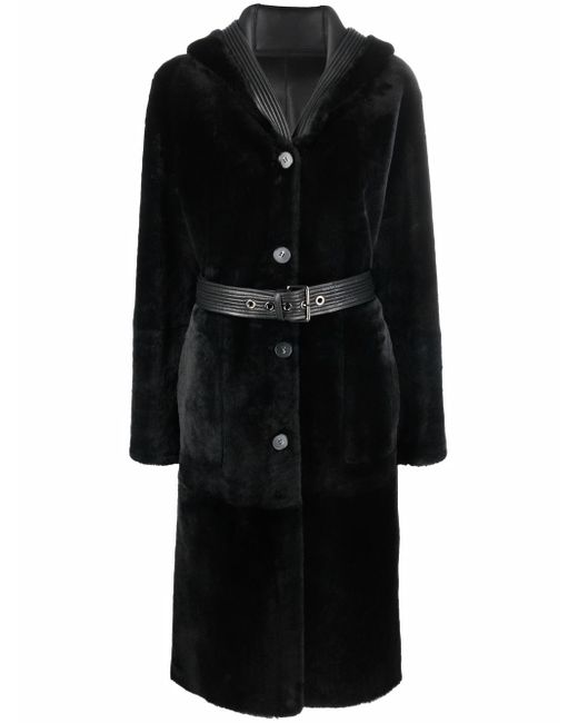 Liska reversible hooded shearling coat
