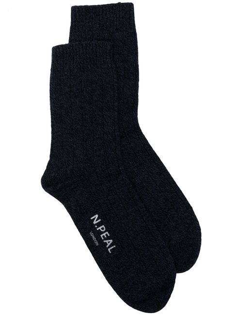 N.Peal logo-print ankle-length socks