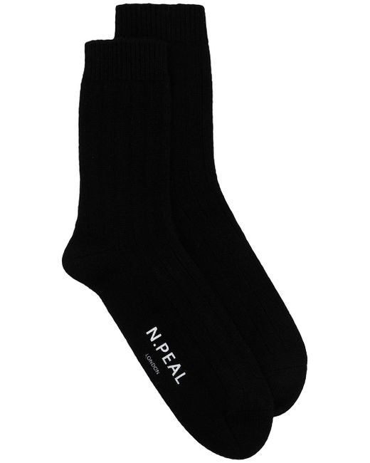 N.Peal logo-print ankle-length socks