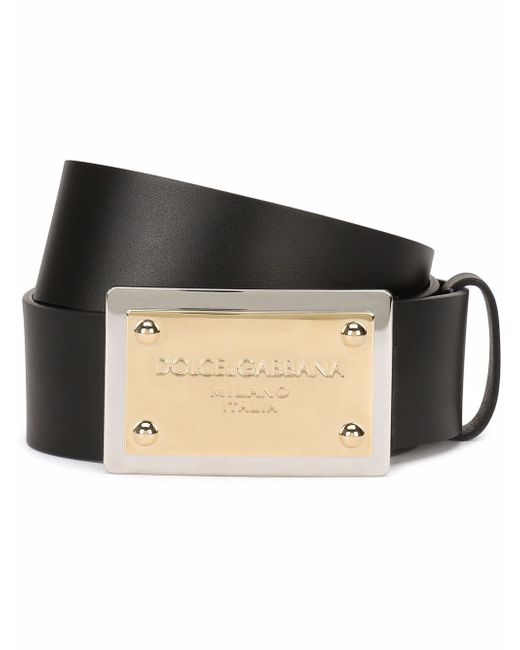 Dolce & Gabbana calf leather logo-buckle belt