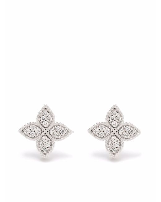 Roberto Coin 18kt white gold Princess Flower diamond stud earrings
