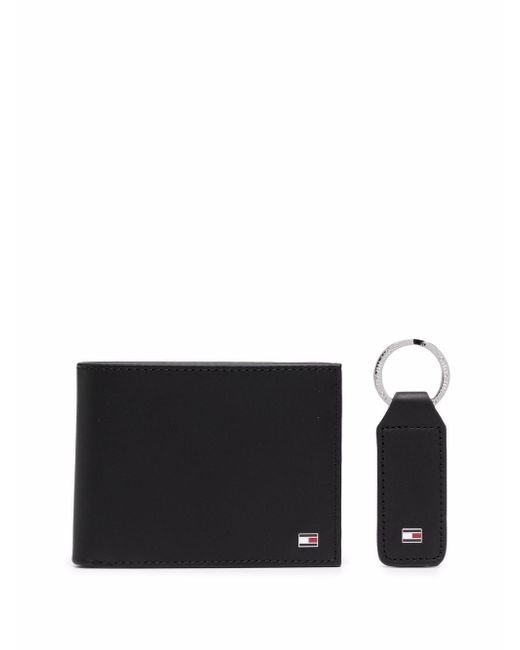 Tommy Hilfiger leather wallet and key fob gift set