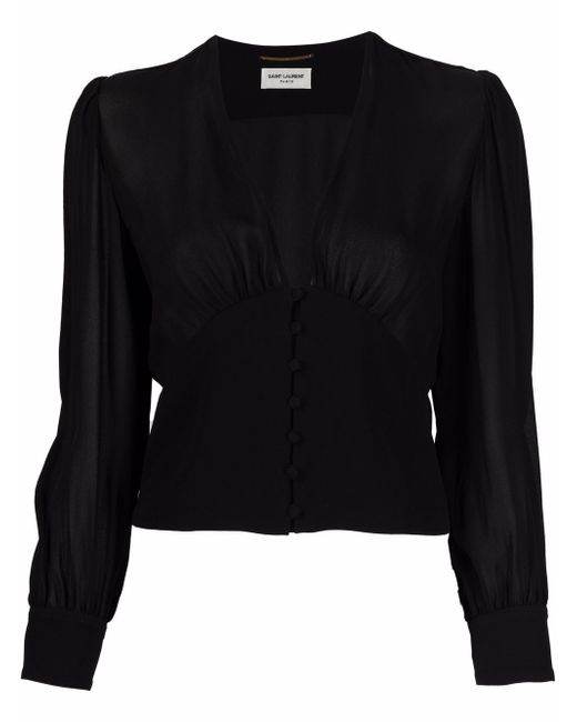 Saint Laurent buttoned-up V-neck blouse