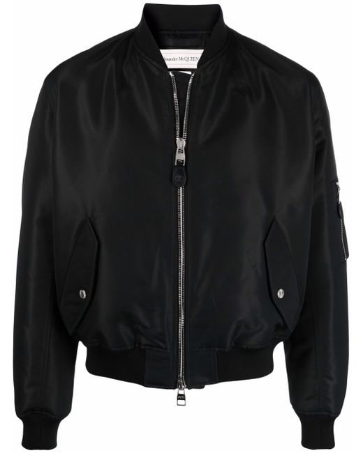 Alexander McQueen rear logo-print bomber jacket