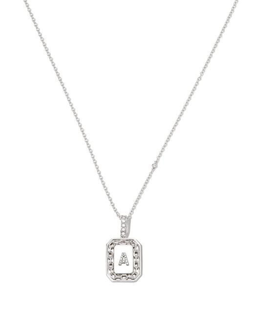 Shay 18kt white gold A-initial bead-chain necklace