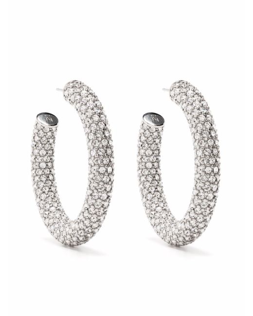 Amina Muaddi medium crystal-embellished hoop earrings