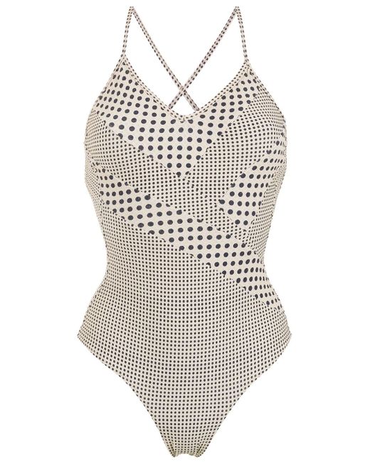 Amir Slama polka-dot print panelled swimsuit