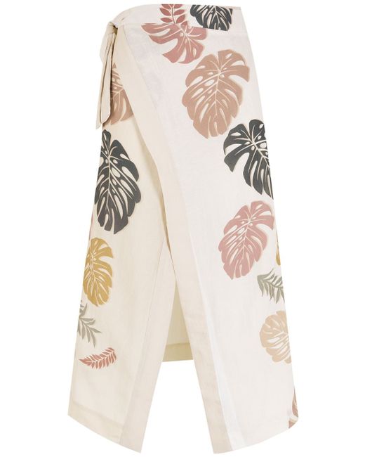 Amir Slama palm leaf print wrap skirt