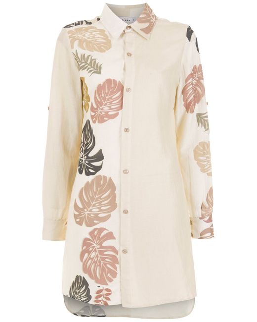 Amir Slama palm leaf print shirt dress