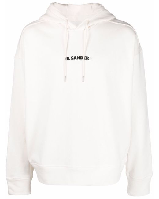 Jil Sander logo print cotton hoodie