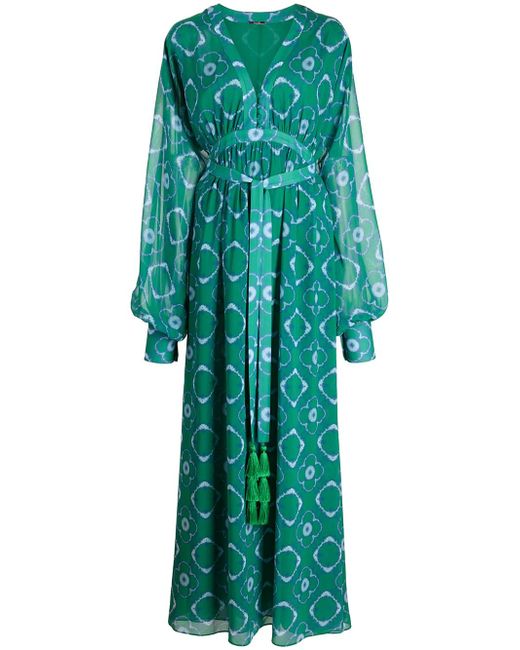 Alexis Skarla geometric-print silk gown
