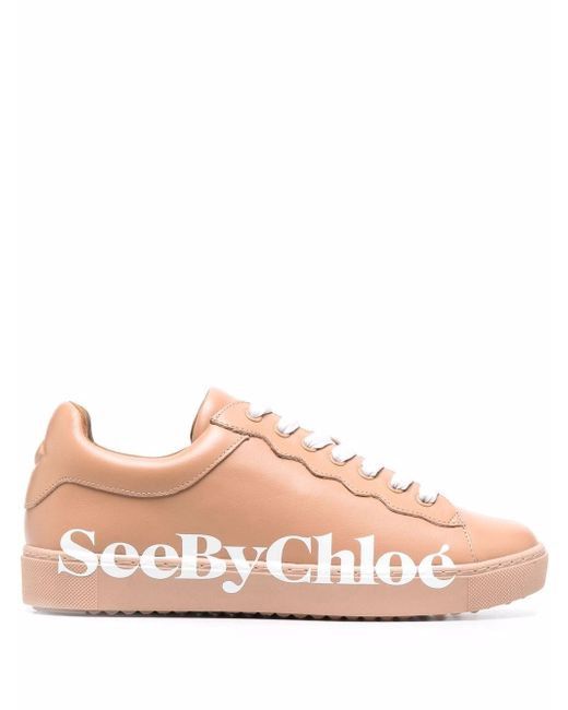 See by Chloé logo-print lace-up trainers