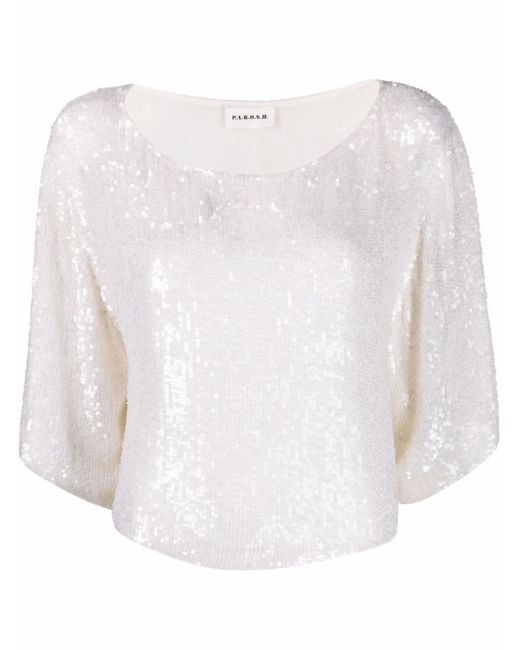 P.A.R.O.S.H. sequin-embellished draped blouse