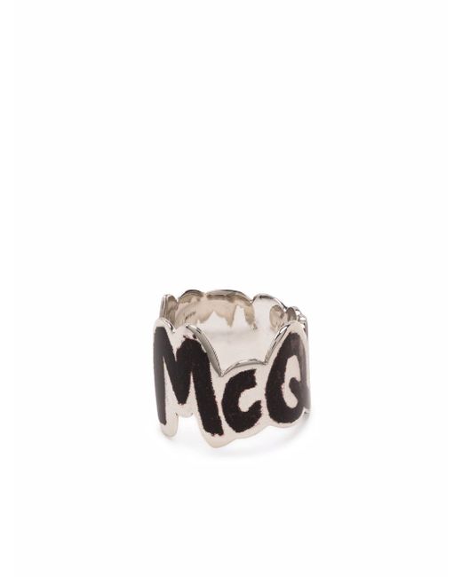 Alexander McQueen Graffiti-logo cut ring