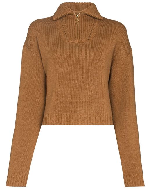 Nanushka front-zip cropped knitted jumper