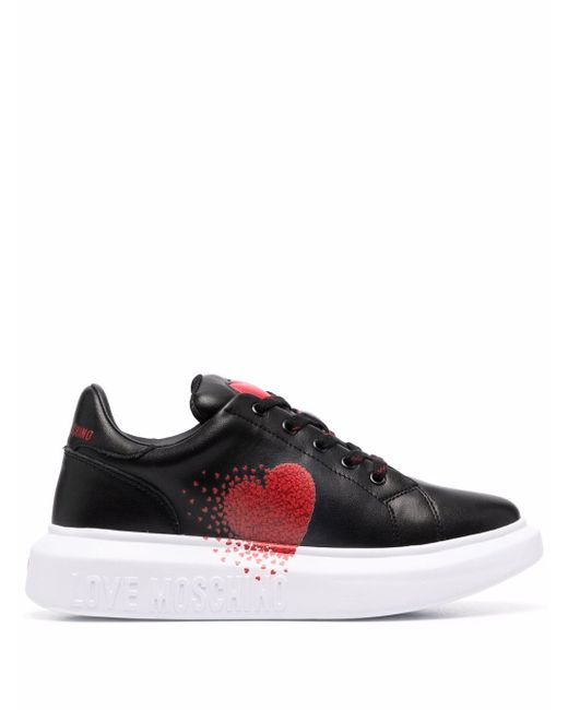 Love Moschino heart-patch panelled leather sneakers