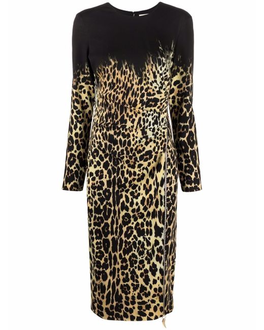 Roberto Cavalli leopard-print long-sleeve dress