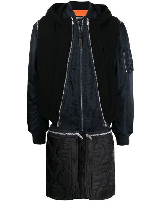 Undercover zip-up padded layered coat