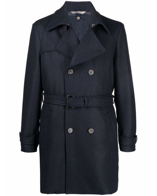 Canali double-breasted belted coat
