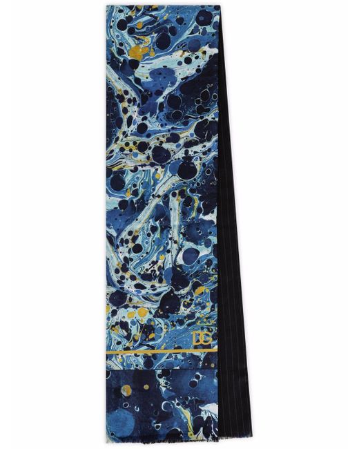 Dolce & Gabbana marble-pinstripe frayed scarf