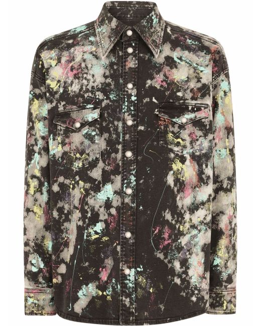 Dolce & Gabbana paint-splatter longsleeved shirt