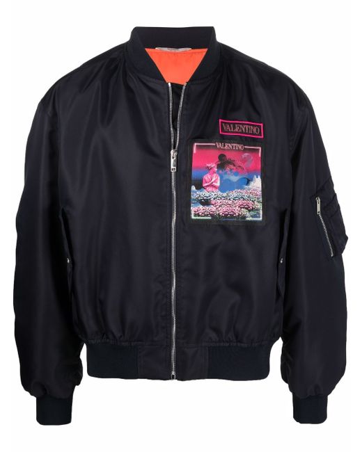 Valentino Water Sky zip-up bomber jacket
