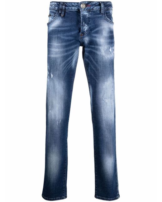 Philipp Plein Supreme Destroyed low-rise straight jeans