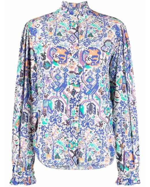 Isabel Marant abstract-print ruffled blouse