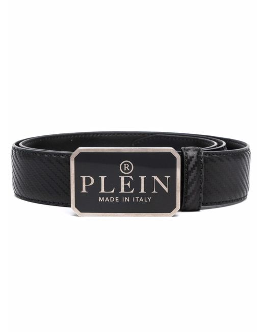 Philipp Plein logo-plaque textured belt