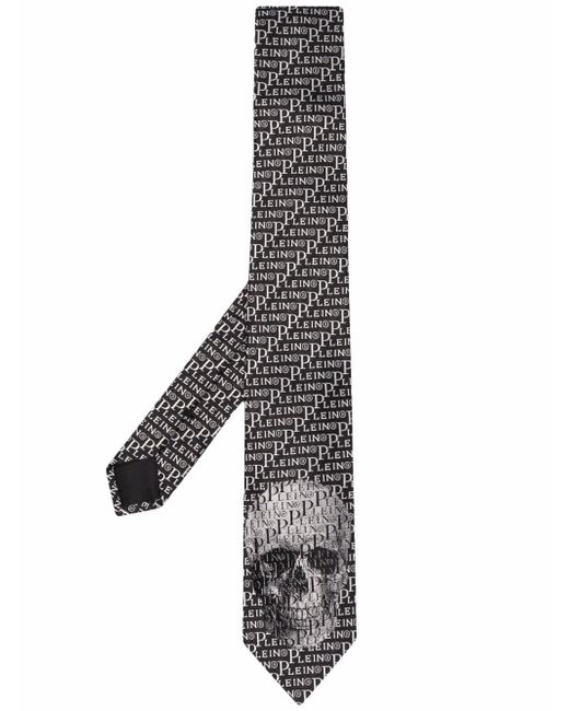 Philipp Plein all-over logo print silk tie