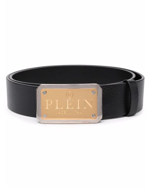 Philipp Plein logo-plaque buckle leather belt