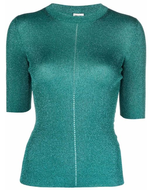 Saint Laurent short-sleeved metallic knit top
