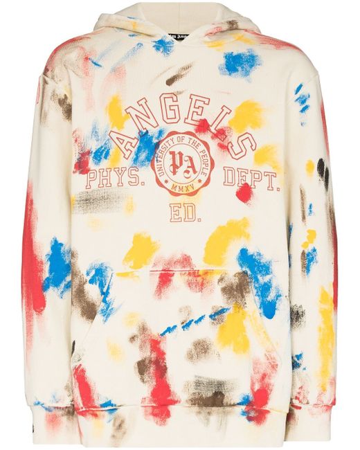 Palm Angels PAINTED COLLEGE HOODY OFF WHITE